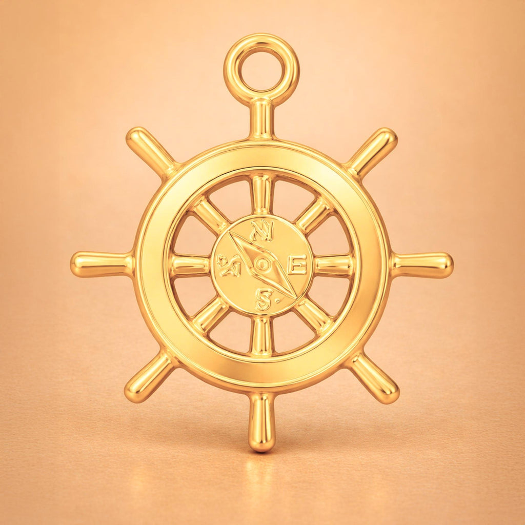 24ct Pure Gold - Nautical Wheel Compass Charm