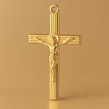 24ct Pure Gold - Jesus on Ribbed Crucifix Charm