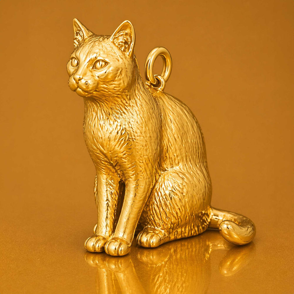 24ct Pure Gold - Russian Blue Cat Charm