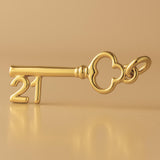 24ct Pure Gold - 21 Clover Castle Key Charm