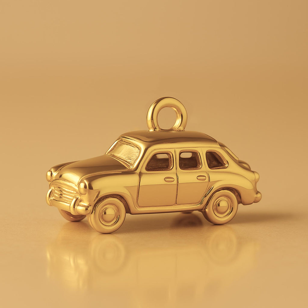 24ct Pure Gold - Retro Family Sedan Car Charm
