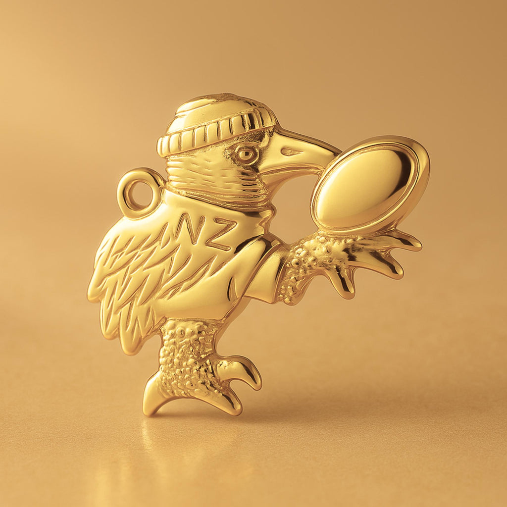 24ct Pure Gold - NZ Kiwi Rugby Bird Charm
