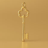 24ct Pure Gold - Ornate Clover Castle Key Charm