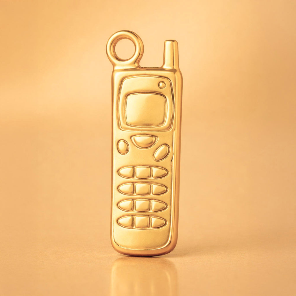 24ct Pure Gold - Retro Brick Phone Charm