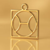 24ct Pure Gold - Pisces Zodiac Square Charm