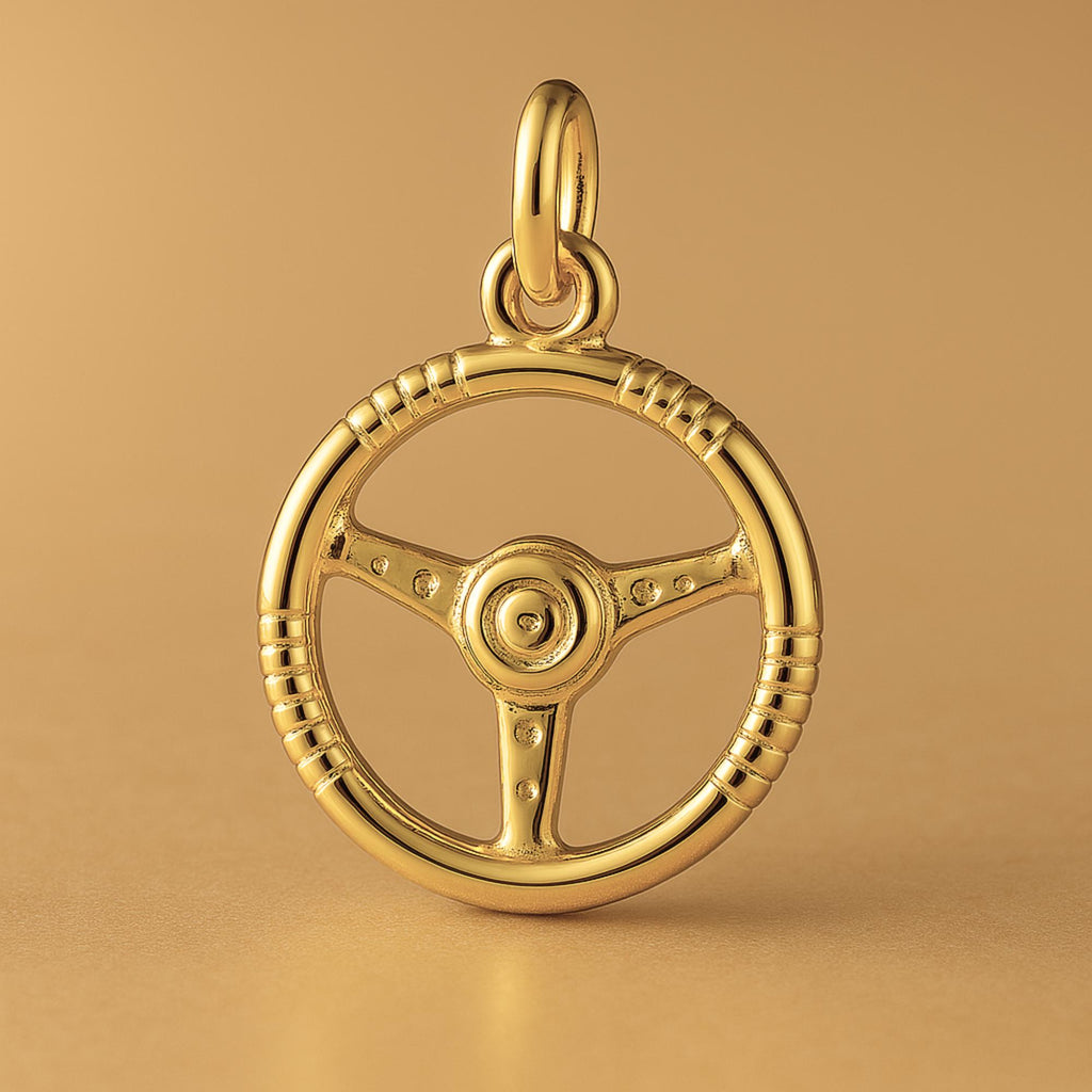 24ct Pure Gold - Classic Car Steering Wheel Charm