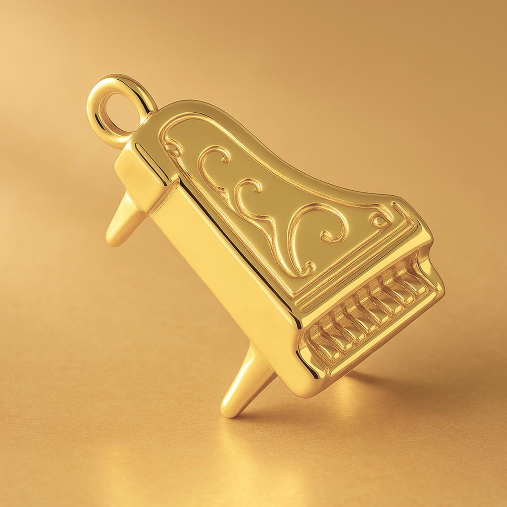 24ct Pure Gold - Ornate Grand Piano Charm