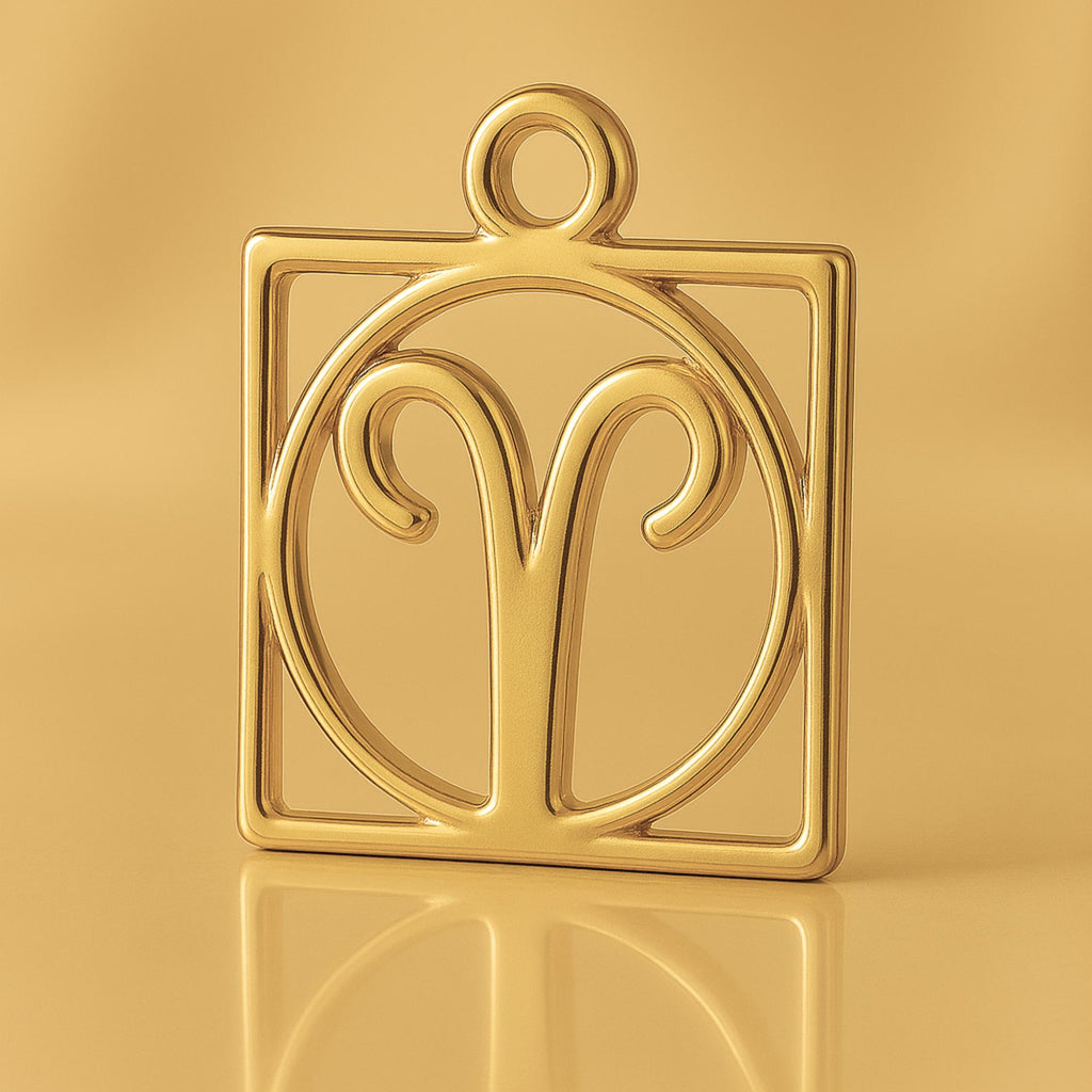 24ct Pure Gold - Aries Zodiac Square Charm