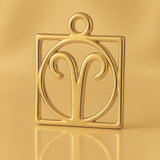 24ct Pure Gold - Aries Zodiac Square Charm