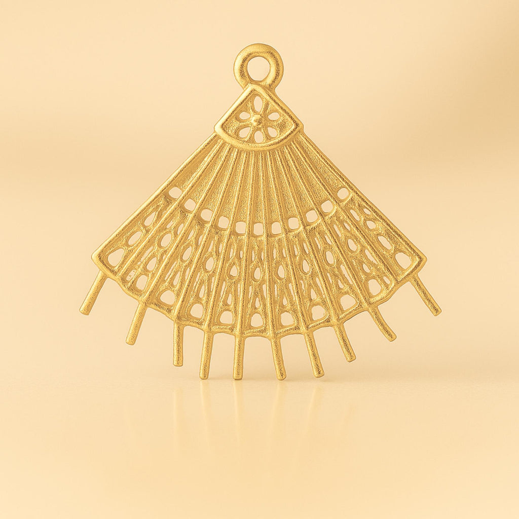 24ct Pure Gold - Handheld Lace Fan Charm
