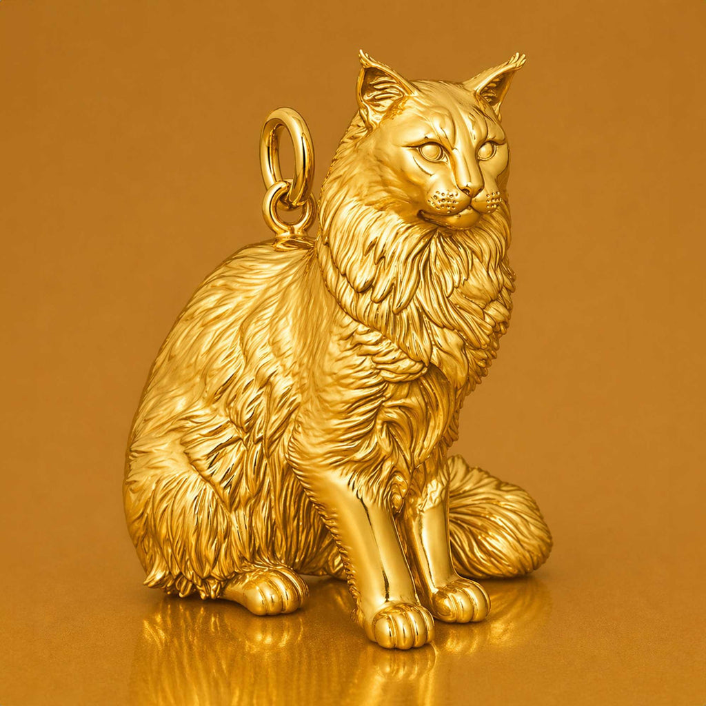 24ct Pure Gold - Maine Coon Cat Charm