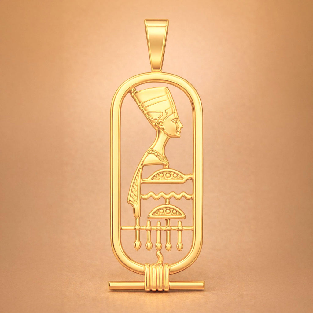 24ct Pure Gold - Nefertiti Cartouche Charm