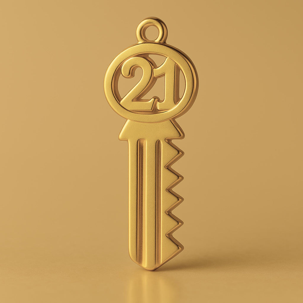 24ct Pure Gold - Vintage 21 House Key Charm