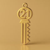 24ct Pure Gold - Vintage 21 House Key Charm