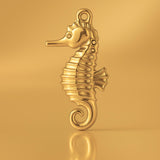 24ct Pure Gold - Lined Seahorse Charm