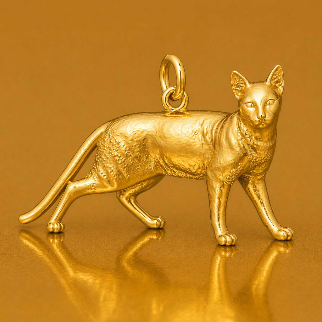 24ct Pure Gold - Egyptian Mau Cat Charm