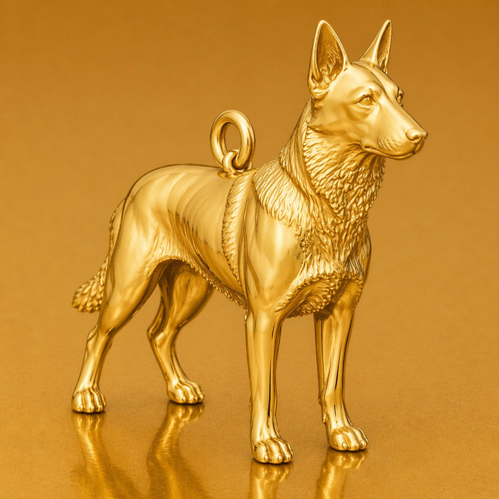 24ct Pure Gold - Belgian Malinois Dog Charm