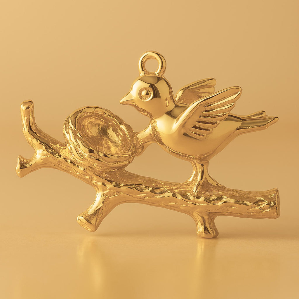 24ct Pure Gold - Mother Bird Charm