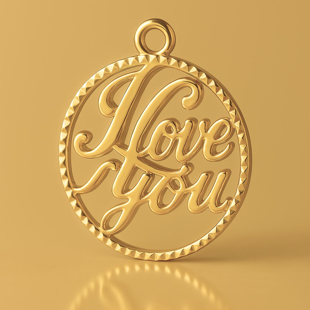 24ct Pure Gold - I Love You Openwork Charm