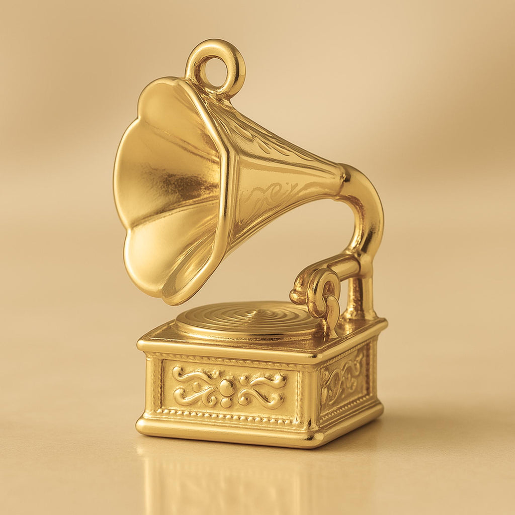 24ct Pure Gold - Gramophone Record Player Charm
