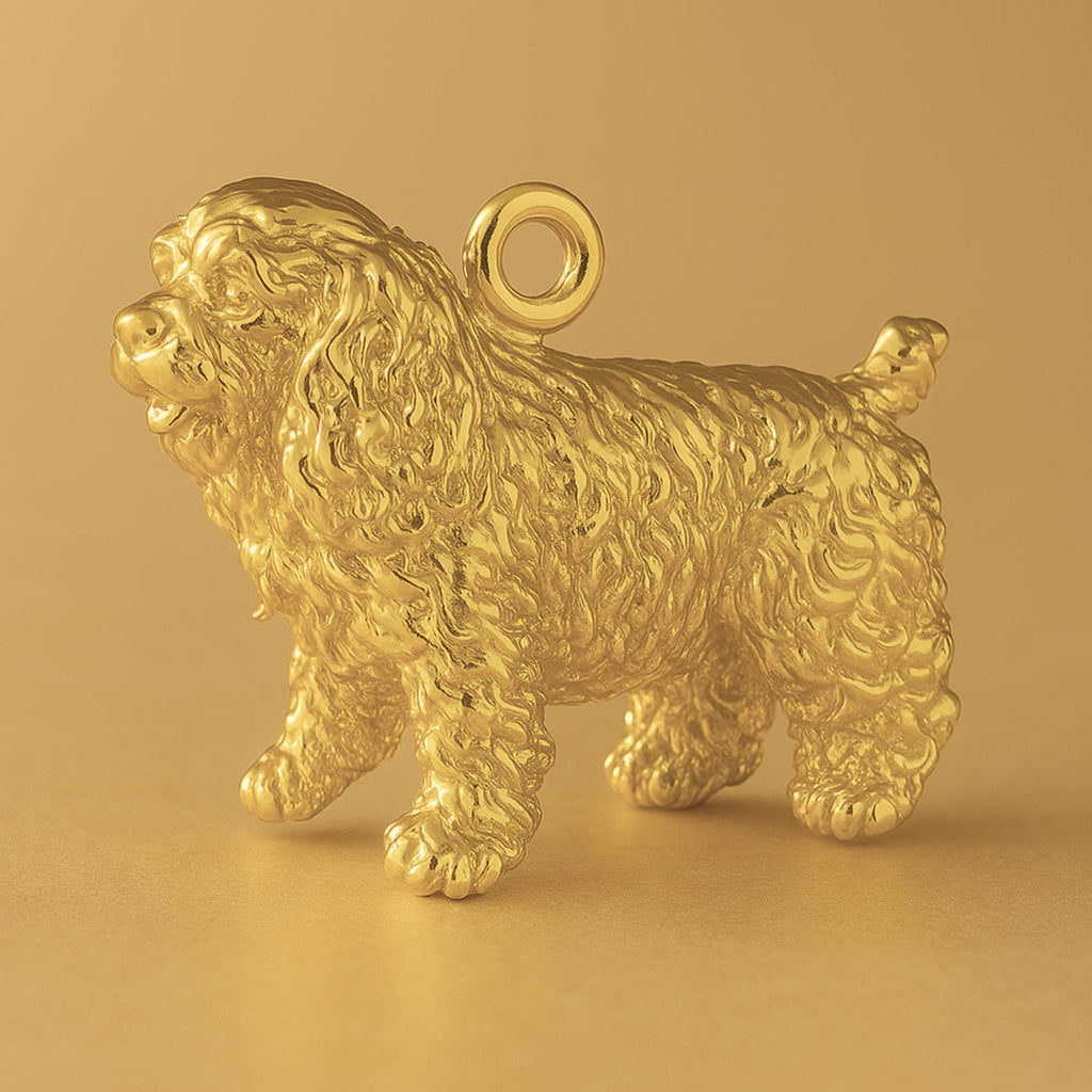 24ct Pure Gold - Curly Cocker Spaniel Dog Charm