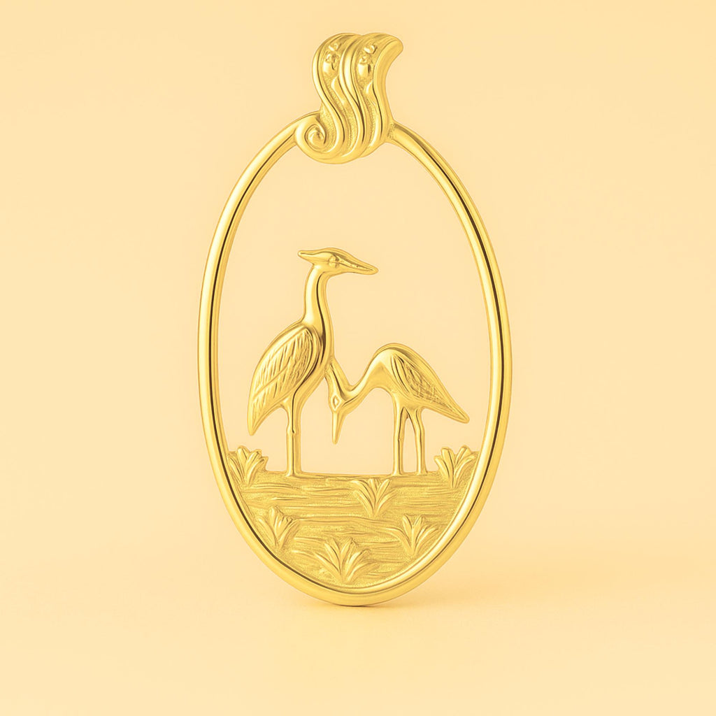 24ct Pure Gold - Wetlands Crane Birds Charm