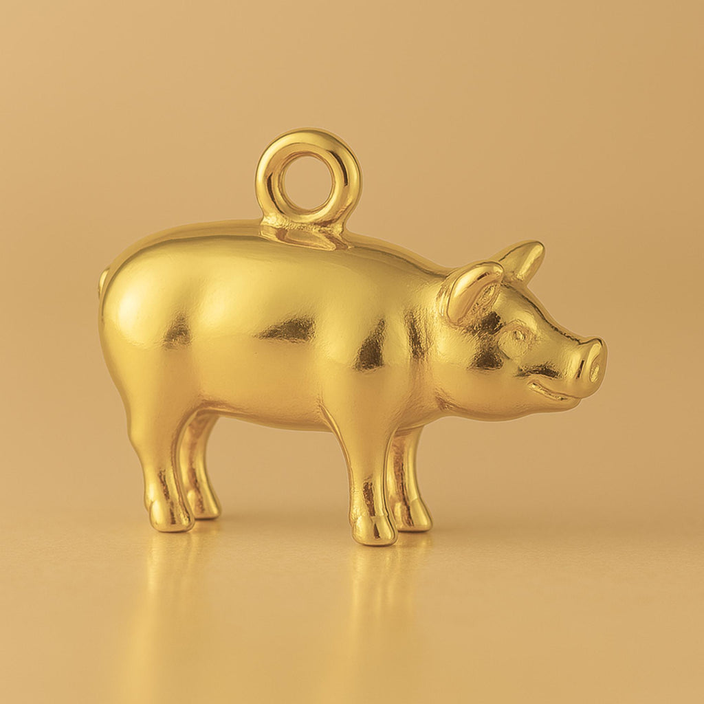24ct Pure Gold - Farmyard Pig Charm