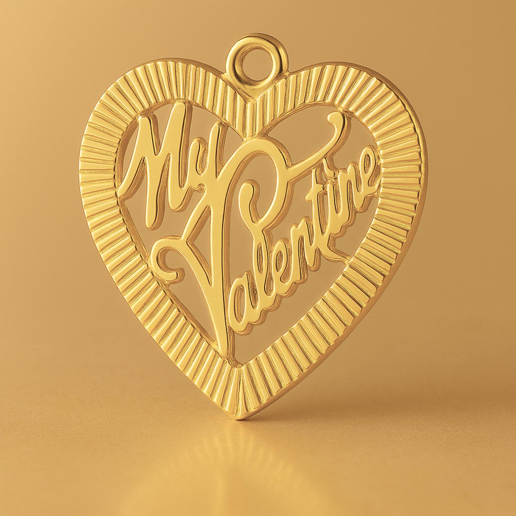 24ct Pure Gold - My Valentine Fluted Heart Charm