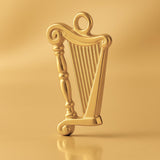 24ct Pure Gold - Elegant Scroll Harp Charm