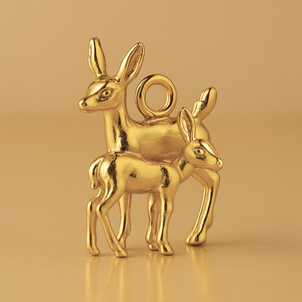 24ct Pure Gold - Woodlands Deer & Fawn Charm