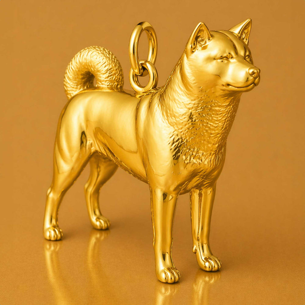 24ct Pure Gold - Akita Dog Charm