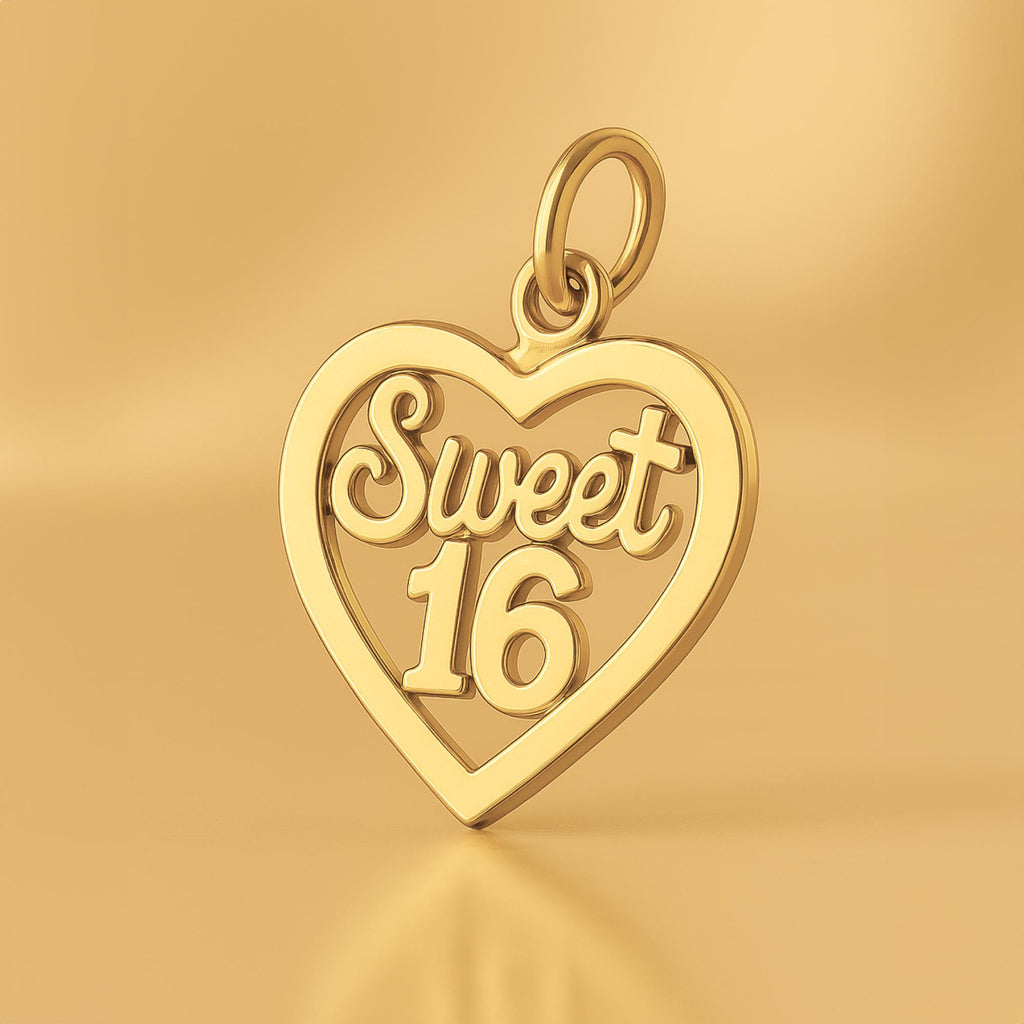 24ct Pure Gold - Sweet 16 Openwork Heart Charm
