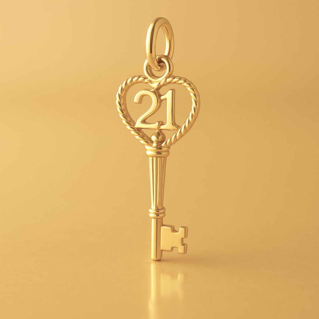 24ct Pure Gold - 21 Wreath Castle Key Charm