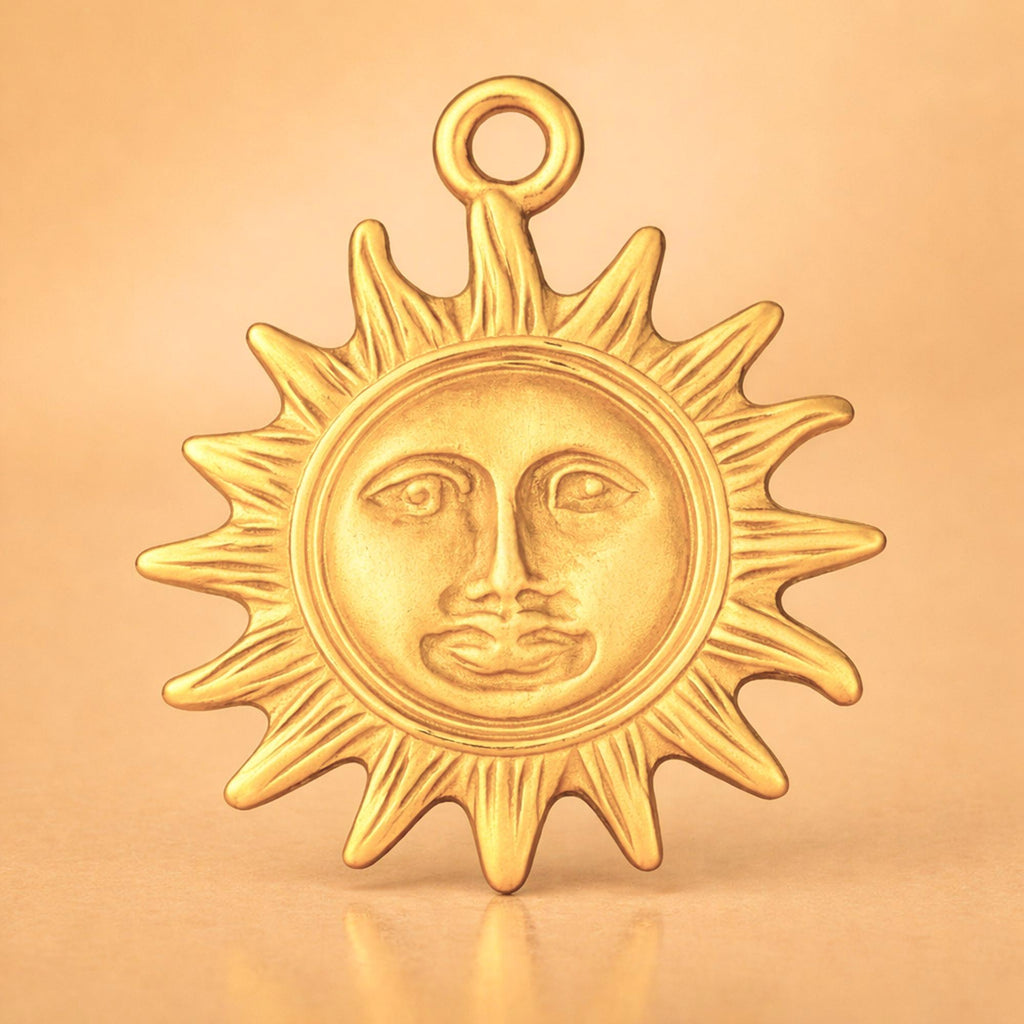 24ct Pure Gold - Vintage Sun Face Charm