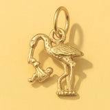 24ct Pure Gold - Stork & Baby Charm