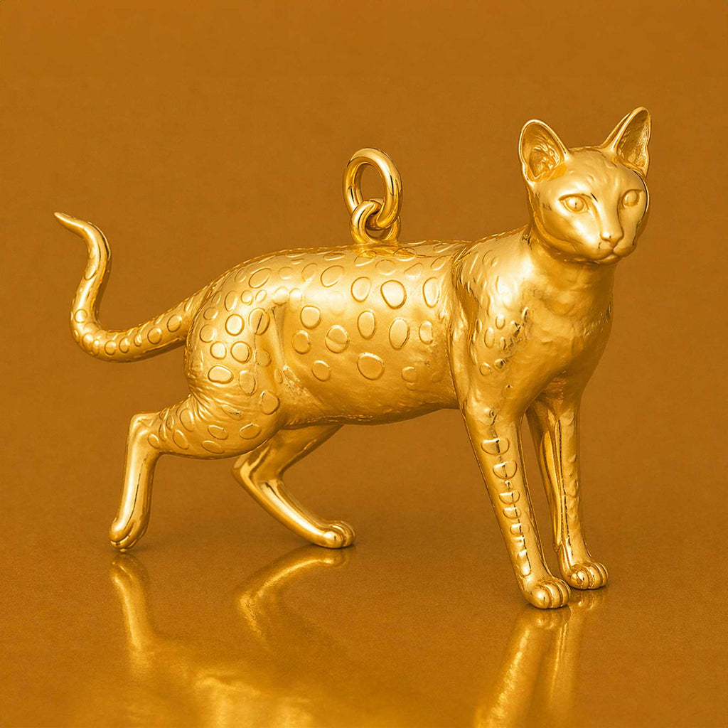 24ct Pure Gold - Savannah Cat Charm
