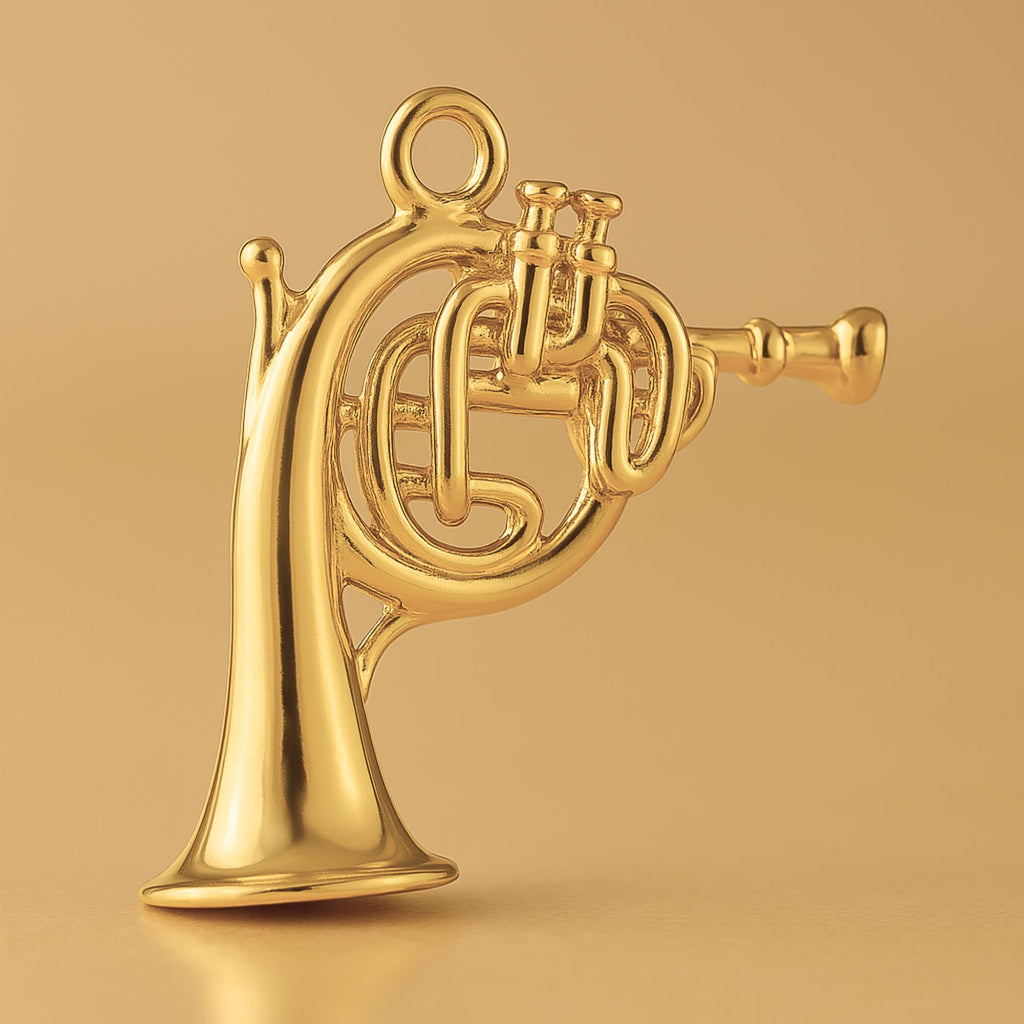 24ct Pure Gold - Single French Horn Charm