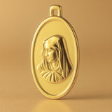 24ct Pure Gold - Oval Virgin Mary Amulet Charm