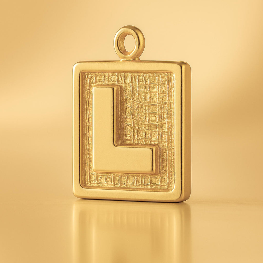 24ct Pure Gold - L Plate Charm
