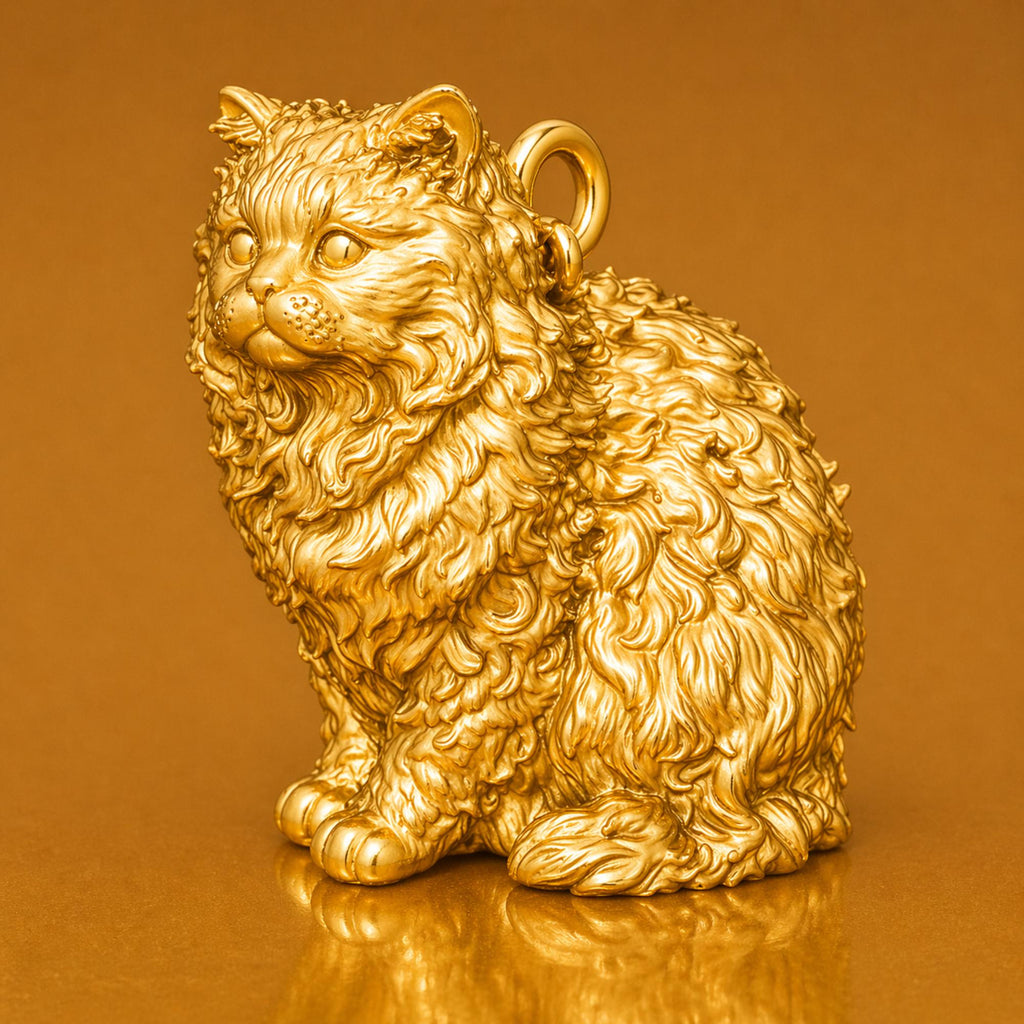 24ct Pure Gold - Selkirk Rex Cat Charm