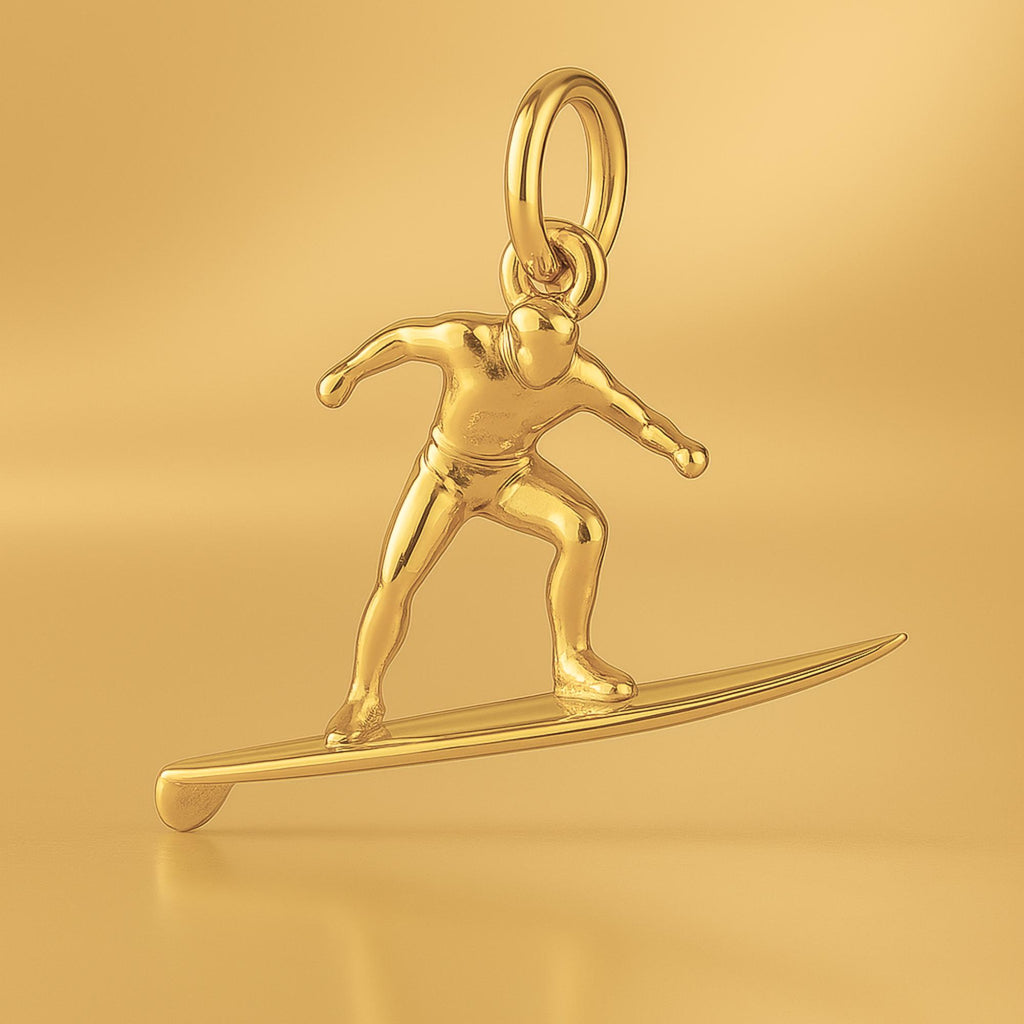 24ct Pure Gold - Longboard Surfer Charm