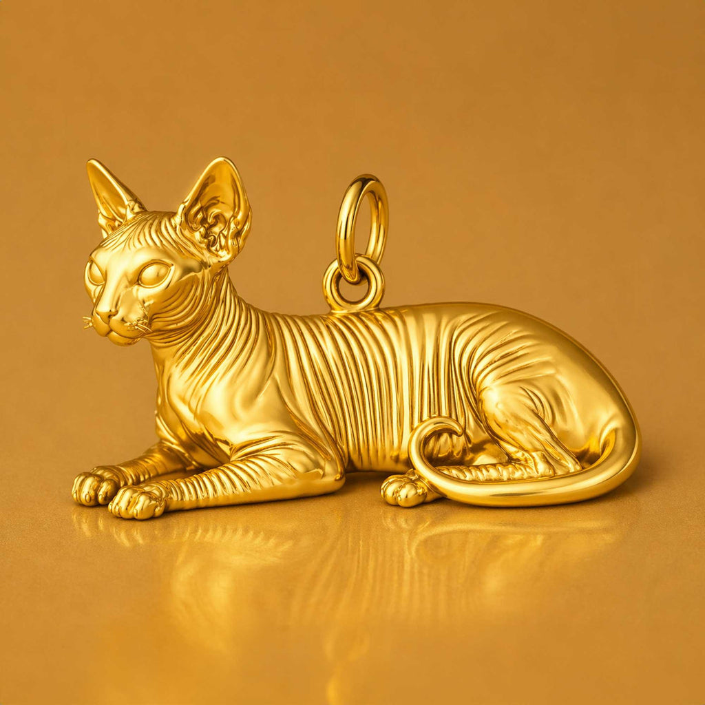 24ct Pure Gold - Sphynx Cat Charm