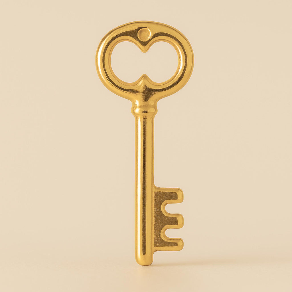 24ct Pure Gold - Vintage Castle Key Charm