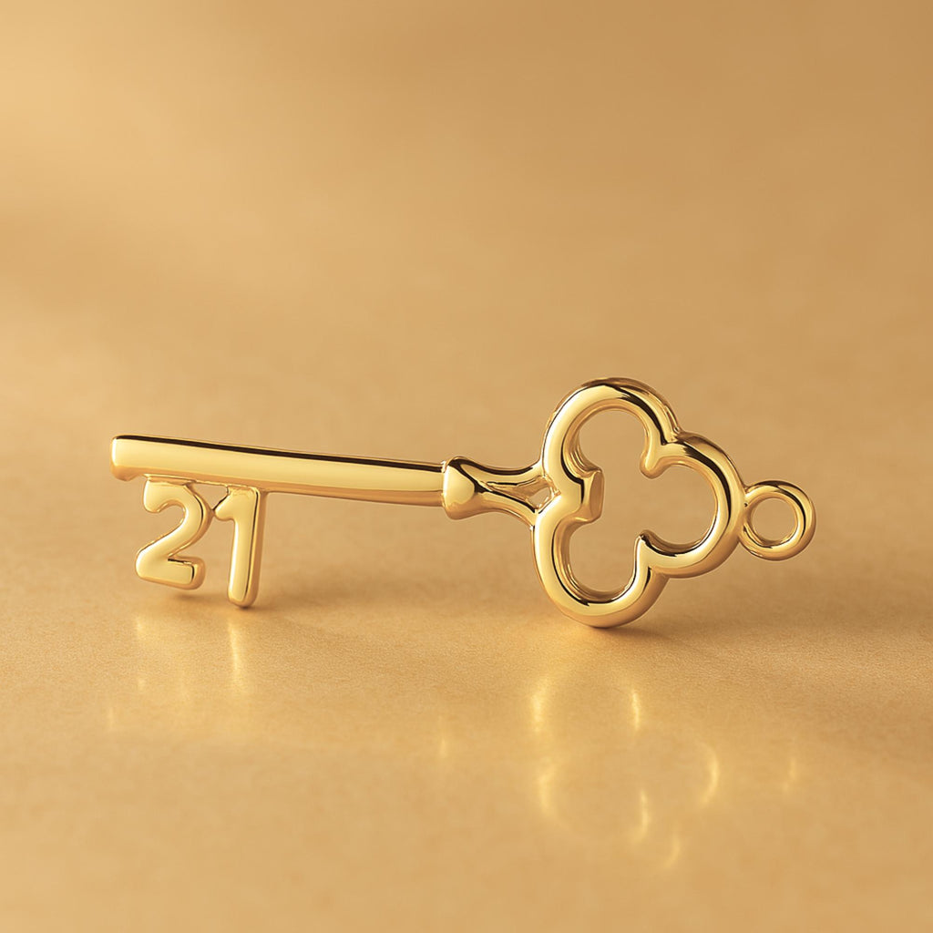 24ct Pure Gold - 21 Clover Key Charm