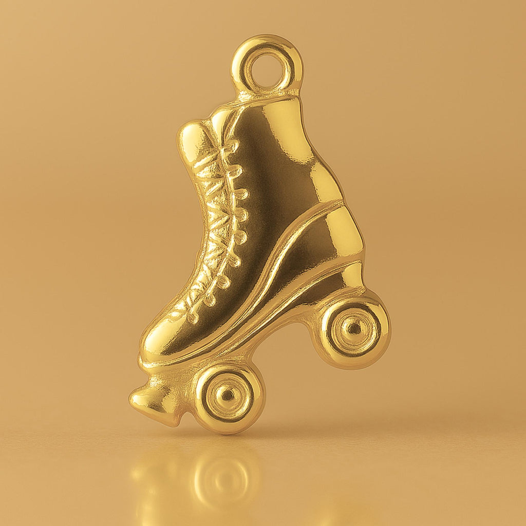 24ct Pure Gold - Vintage Roller Skate Silhouette Charm