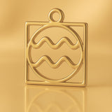 24ct Pure Gold - Aquarius Zodiac Square Charm