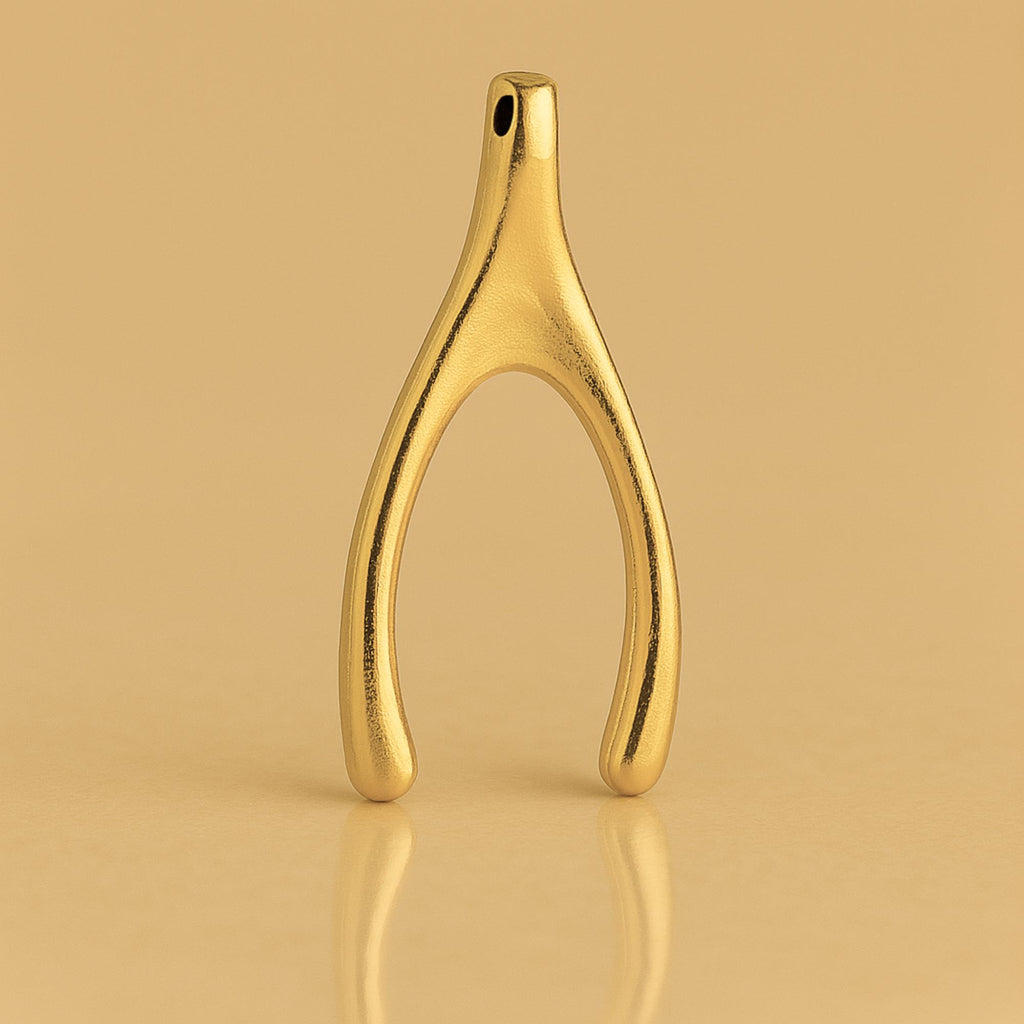 24ct Pure Gold - Classic Wishbone Charm