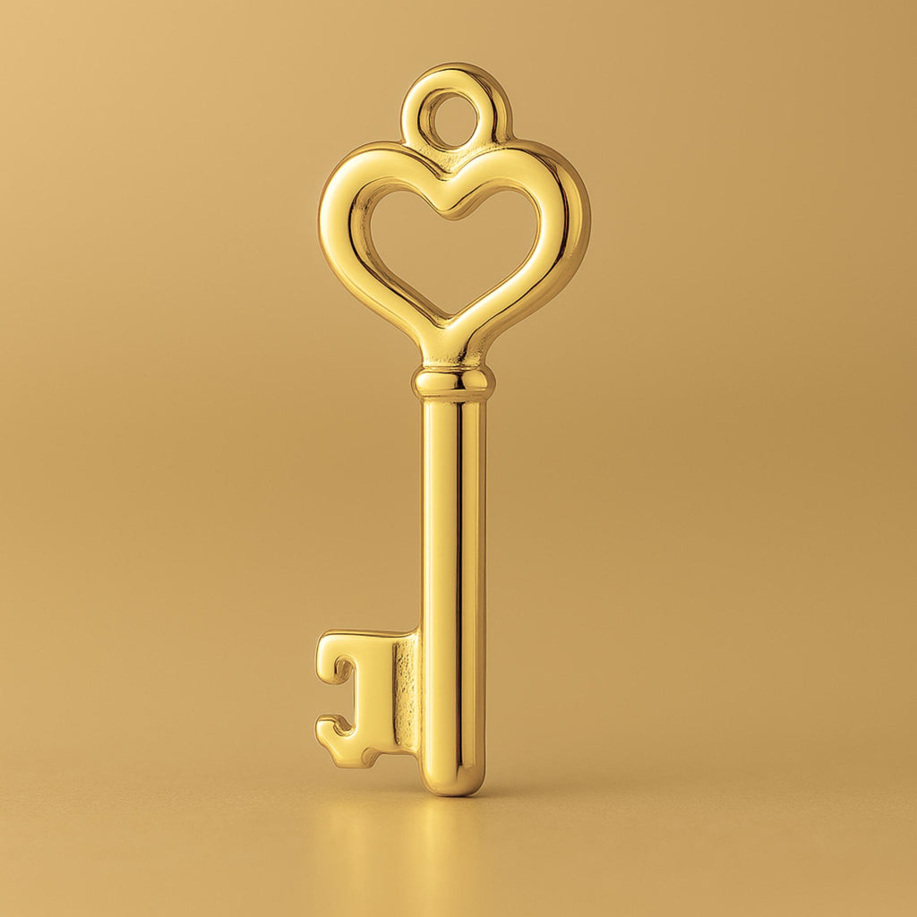 24ct Pure Gold - Heart Key Charm