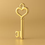 24ct Pure Gold - Heart Key Charm