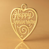 24ct Pure Gold - Happy Anniversary Openwork Heart Charm